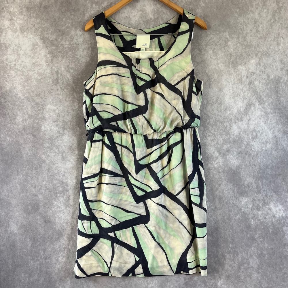 Odille Sleeveless Dress Womens Small Green Abstract Butterflyโ Wing Print Mini